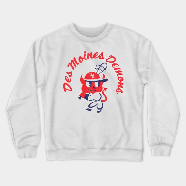 Defunct Des Moines Demons Baseball Team Crewneck Sweatshirt by Defunctland